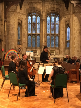 Photo of the Bell Quartet at the fundraising concert